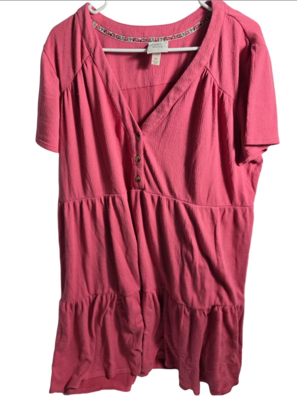 Women's Knox Rose Pink Mini Dress Size XL boho-chic ruffles fall lightweight